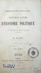 Nouveau cours d'économie politique