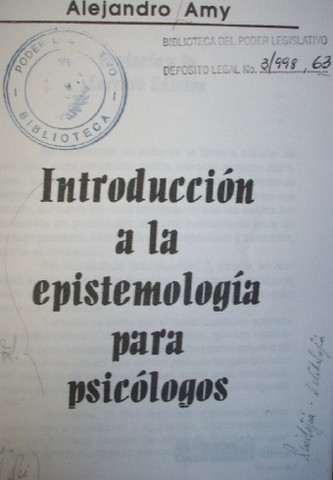 Introducción a la epistemología para psicólogos