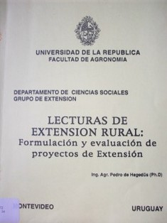 Lecturas de extensión rural : formulación y evaluación de proyectos de extensión