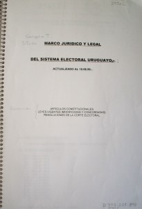 Marco jurídico y legal del sistema electoral uruguayo : actualizado al 10.06.99