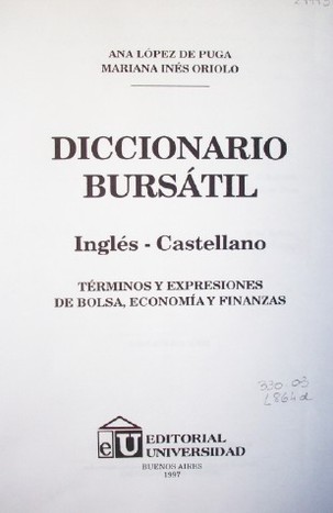 Diccionario bursátil : inglés-castellano