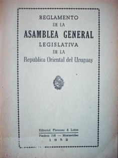 Reglamento de la Asamblea General Legislativa de la República Oriental del Uruguay