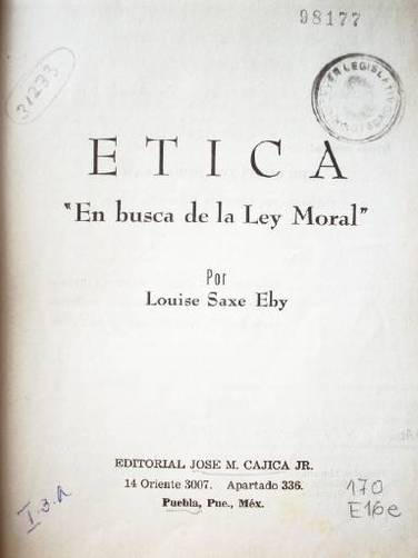 Etica : "en busca de la ley moral"