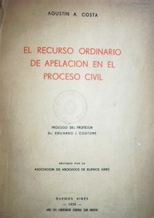 El recurso ordinario de apelación en el proceso civil