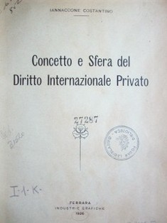 Concetto e Sfera del Diritto Internazionale Privato