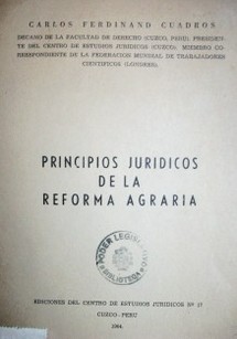 Principios jurídicos de la reforma agraria