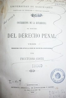 Contribución de la estadística al estudio del derecho penal : tesis