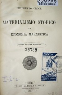 Materialismo storico ed economia marxistica