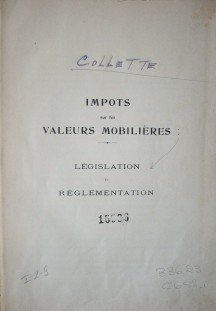 Impots sur les valeurs mobilières : législation et réglementation