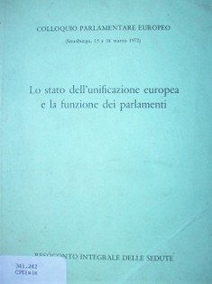 Los stato dell'unificazione europea e la funzione dei parlamenti