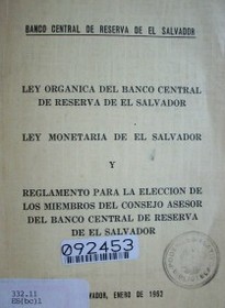Ley orgánica del Banco Central de Reserva de El Salvador