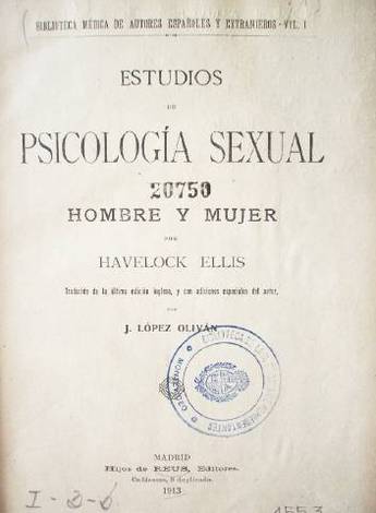 Estudios de psicología sexual : hombre y mujer