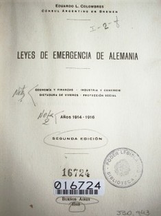 Leyes de emergencia de Alemania : años 1914-1916