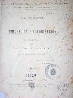 Consideraciones sobre inmigración y colonización