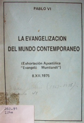 La evangelización del mundo contemporáneo