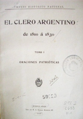 El clero argentino : de 1810 a 1830