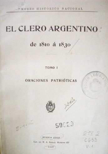 El clero argentino : de 1810 a 1830
