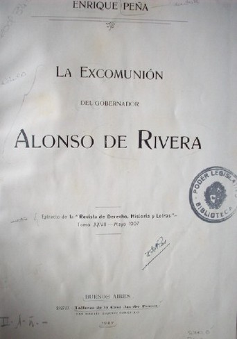La excomunión del gobernador Alonso de Rivera