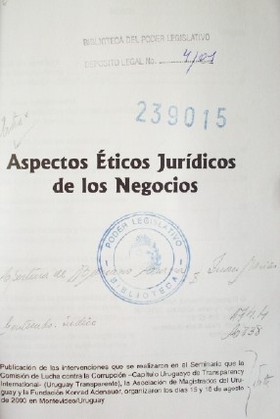 Aspectos éticos jurídicos de los negocios