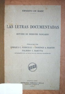 Las letras documentadas : estudio de derecho bancario