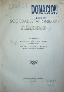 Sociedades anónimas : recopilación sistemática de la legislación vigente