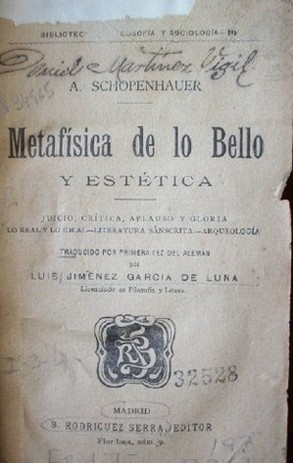 Metafísica de lo bello y estética