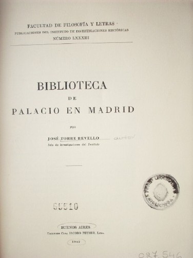 Biblioteca de Palacio en Madrid