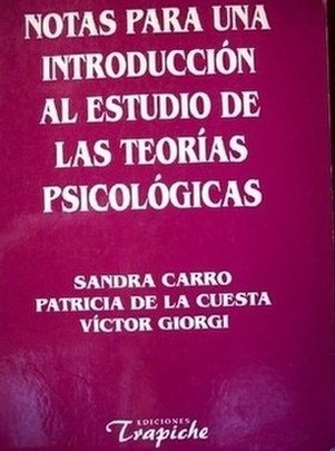 Notas para una introducción al estudio de las teorías psicológicas