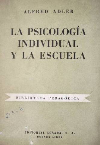 La psicología individual y la escuela