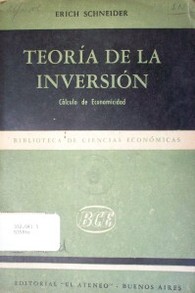 Teoría de la inversión : cálculo de economicidad