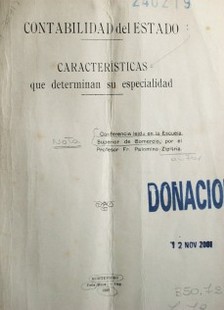 Contabilidad del Estado : características que determinan su especialidad