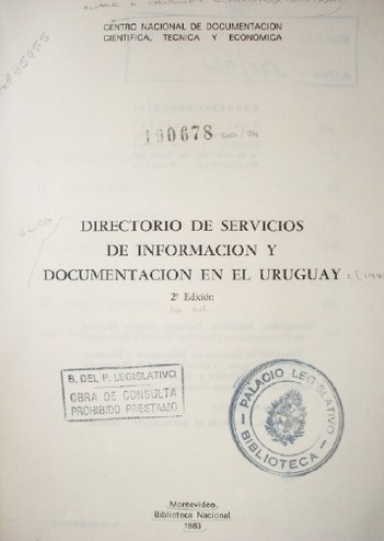 Directorio de Servicios de Información y Documentación en el Uruguay : [1983]