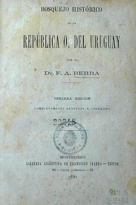 Bosquejo histórico de la República Oriental del  Catálogo