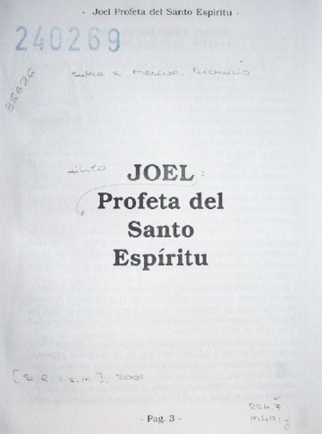 Joel : profeta del Santo Espíritu