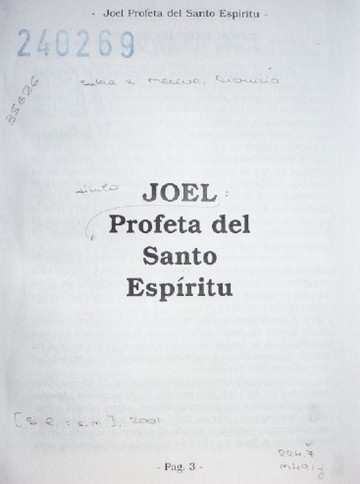 Joel : profeta del Santo Espíritu