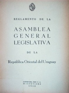 Reglamento de la Asamblea General Legislativa de la República Oriental del Uruguay