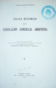 Ensayo histórico sobre la legislación comercial argentina