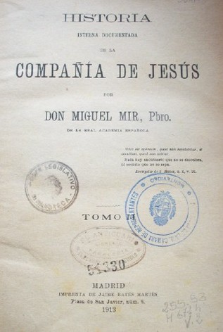 Historia interna documentada de la Compañía de Jesús