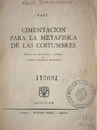 Cimentación para la metafísica de las costumbres