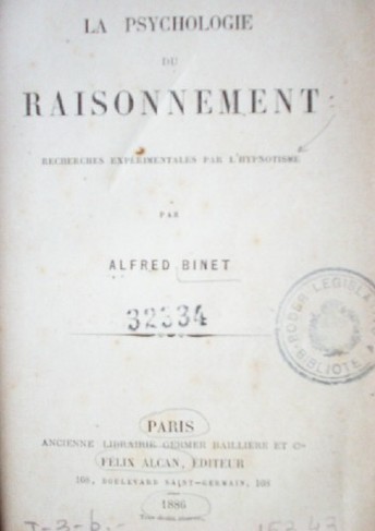 La psychologie du raisonnement : recherches expérimentales par l'hipnotisme