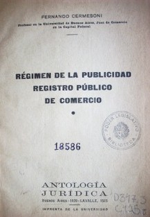 Régimen de la publicidad : registro público de comercio