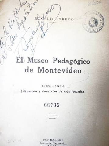 El Museo Pedagógico de Montevideo : 1889-1944