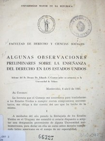 Algunas observaciones preliminares sobre la enseñanza del derecho en los Estados Unidos