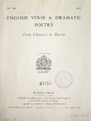 English verse & dramatic poetry : from Chaucer to Burns