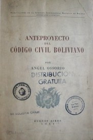 Anteproyecto del Código Civil boliviano