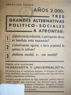 Años 2000 : tres grandes alternativas político-sociales a afrontar