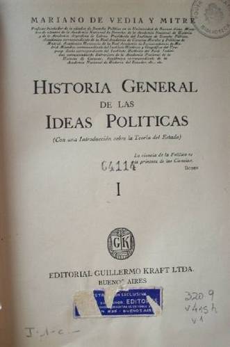Historia General de las Ideas Políticas : (con una introducción sobre la Teoría del Estado)