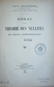 Essai d'une théorie des nullités en droit administratif