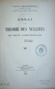 Essai d'une théorie des nullités en droit administratif