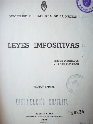 Leyes Impositivas : textos ordenados y actualizados